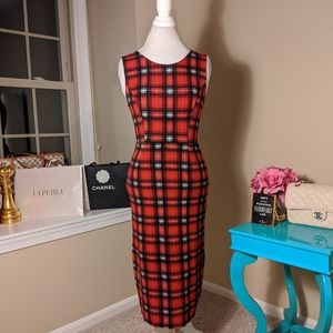 Plaid fitted midi dress